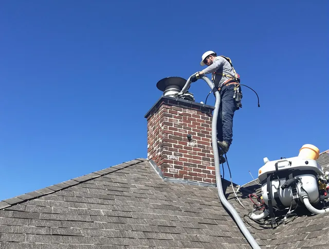 Dedicated Port Charlotte Chimney Sweep team member cleaning a chimney in Port Charlotte, FL