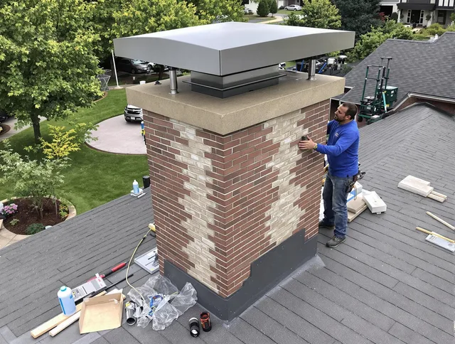 Port Charlotte Chimney Sweep team working on a custom chimney remodel in Port Charlotte, FL