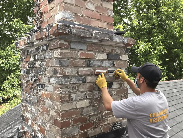 In-progress chimney restoration by Port Charlotte Chimney Sweep in Port Charlotte, FL